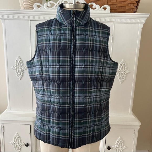Eddie Bauer Plaid Goose Down Vest - Picture 1 of 15